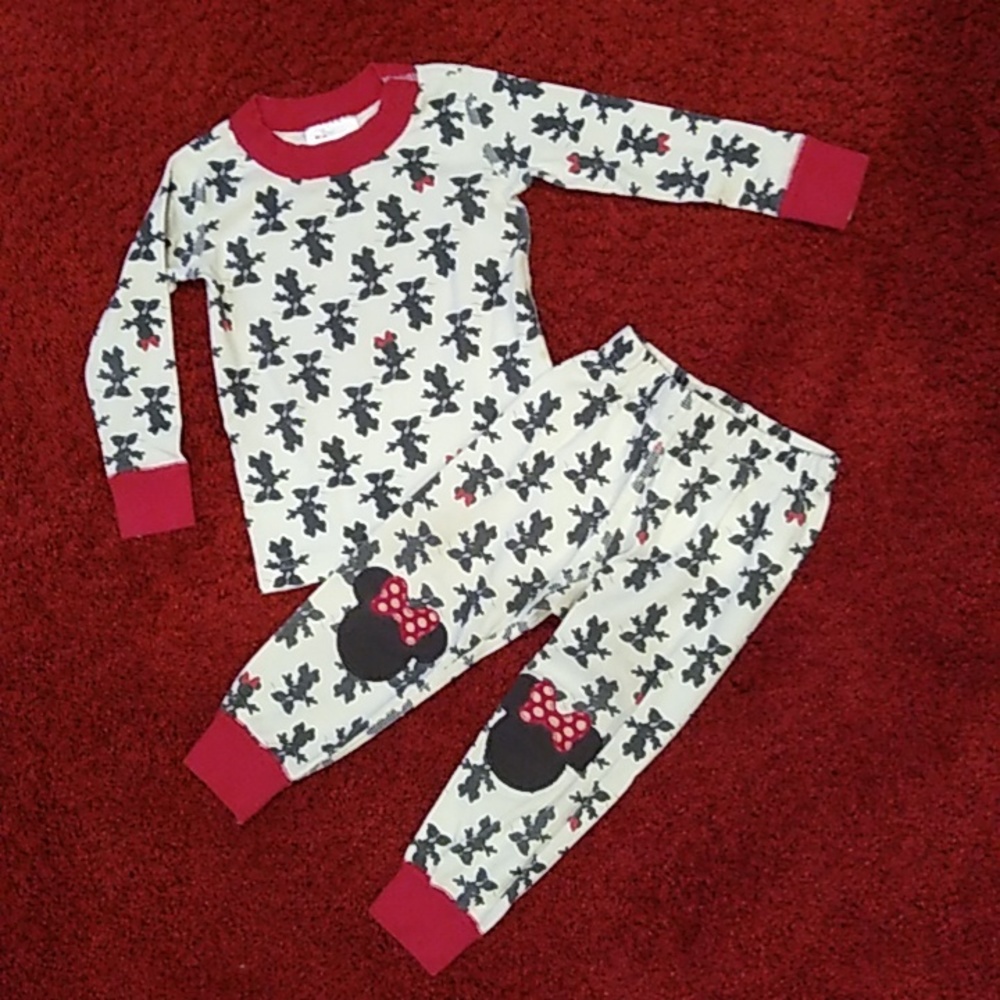 Hanna Anderson Disney Minnie Mouse Pajamas Cream/Red/Black Size 18-24 Months